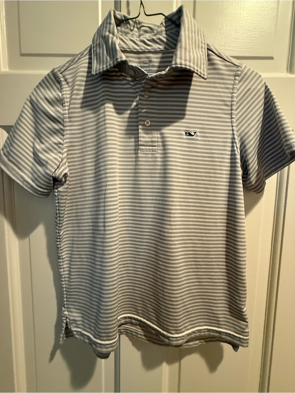 Vineyard Vines Boys Gray and White Striped Polo